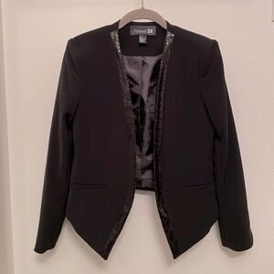 Sequin trim crop blazer